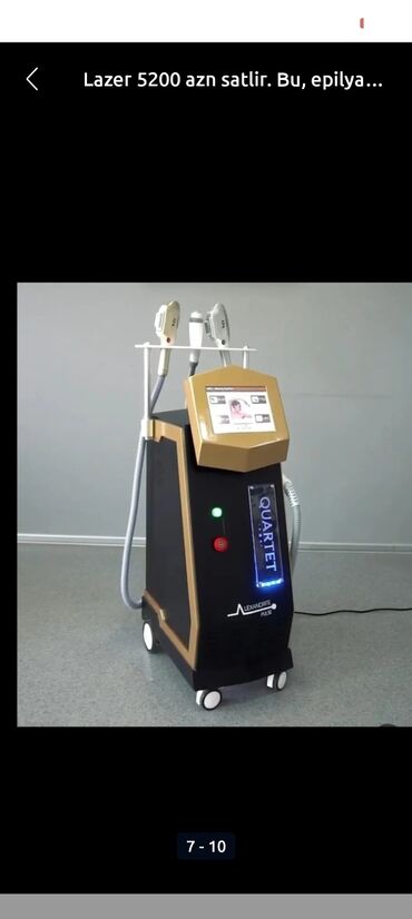 1 hefteye 7 kq ariqlamaq: Lazer 5200 azn satlir. Bu, epilyasiya, cavanlaşma, RF liftinq, tatu