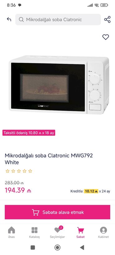 mətbəx peci: Микроволновка Clatronic, Отдельностоящая, С грилем, цвет - Белый, Б/у