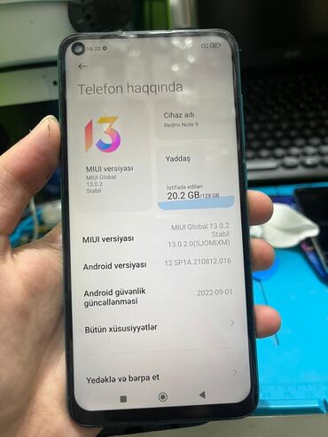 Xiaomi: Xiaomi Redmi Note 9, 128 GB, rəng - Qara, 
 Barmaq izi