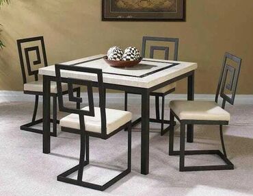 yemek stol: Qonaq otağı üçün, Açılmayan, Kvadrat masa, 4 stul
