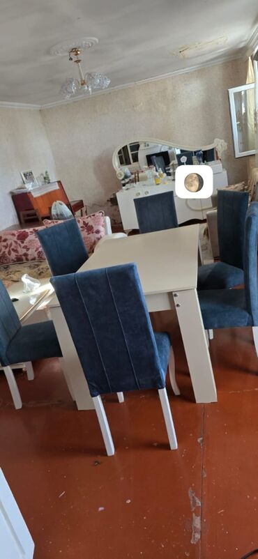 Dönər aparatları: Qonaq otağı üçün, İşlənmiş, Açılan, Dördbucaq masa, 6 stul