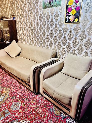 divanla: Qonaq otağı üçün 2 hissəli yumşaq mebel dəsti - Tərkib: 1 ədəd 3 — 1