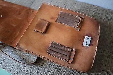 Антиквариат: Офицерский/полевой кожаный планшет 1940х гг. Состояние на фото, следы — 13