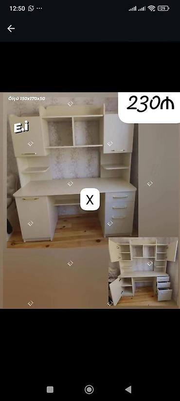 balkon masa: Kompyuter/iş masası – çoxfunksiyalı modelli Ölçü: 150×170×50 sm — 1