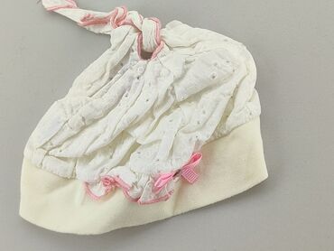 biała czapka niemowlęca chrzest: Czapeczka, 0-3 m, stan - Zadowalający