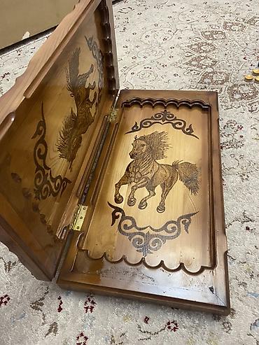 Шахматы: Резные деревянные шахматы/шашки - Большое настольное игровое поле — 6
