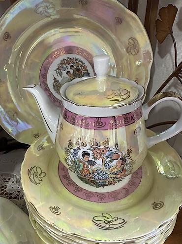 английский тай: Чайный сервиз «Гейша-Мадонна» на 6 персон производства ГДР. Комплект — 6