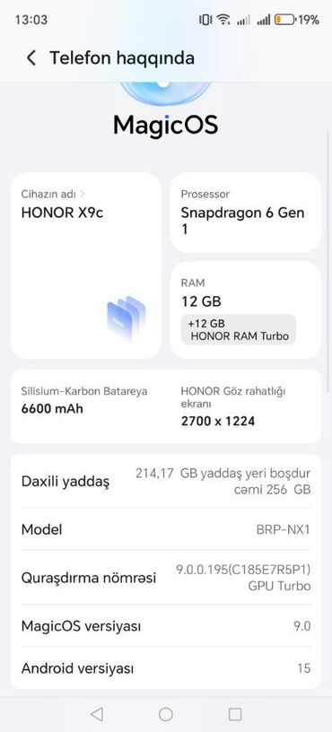 baku electronics kofe aparati: Honor X9c, 256 GB, rəng - Qara