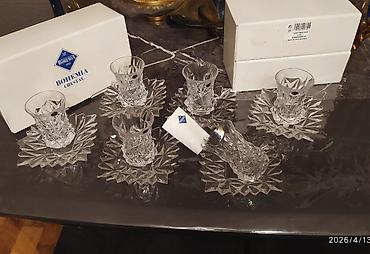xrustal qutuda: Çay dəsti, rəng - Ağ, Xrustal, Bohemia, Çexiya — 1