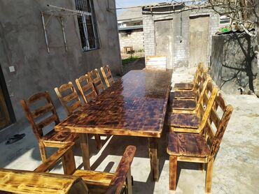 Bağ, çöl masa və oturacaq dəstləri: Bağ evləri, restoran (kafe pub ) üçün taxta masa ve oturacaq (stol