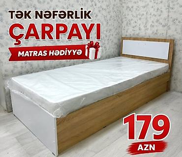 sintifon dosek: Tək nəfərlik çarpayı – sadə və funksional dizayn. - Rəng: ağ və ağac — 1