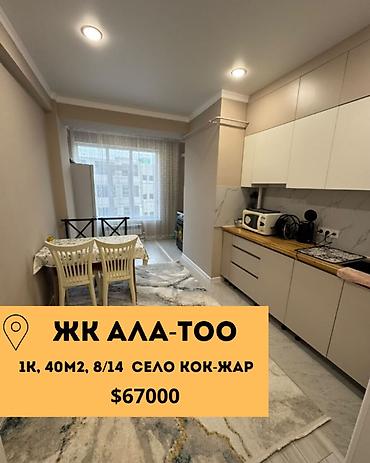 Батирлер: 1 бөлмө, 40 м², Көк-Жар ж/м Элитка, 8 кабат, Дизайнердик оңдоо — 1