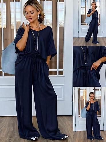 rosra sat: Zenski set dvodelni – široke pantalone i oversized majica kratkih — 3