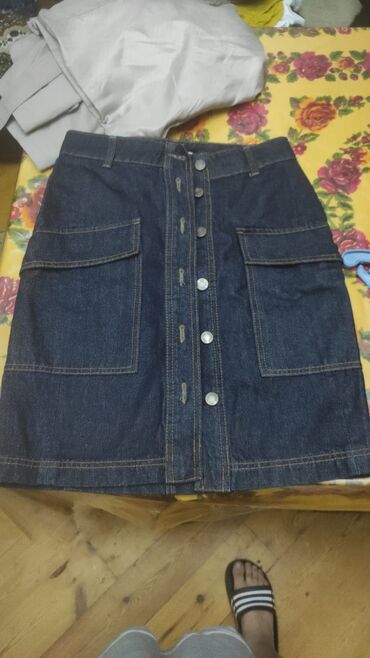 женские велюровые спортивные костюмы: Qadın geyim dəsti – 4 məhsul 1) Cins ətək - Tünd mavi denim - Ön