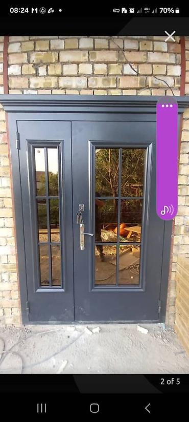 Двери для домов и квартир: Двери для домов и квартир, Бронированная, Одностворчатая, Кыргызстанская, Со стеклом, цвет - Фиолетовый — 27