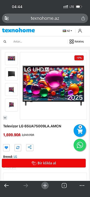 165: Yeni Televizor LG 65" 4K (3840x2160) — 3