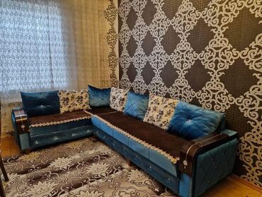 Mebel: Künc divan, Açılmayan, Bazasız, Vеlur parça, Çatdırılma yoxdur