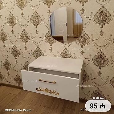 Divar tipli asma tualet masası və güzgü dəsti - Rəng: ağ, qızılı lalafo.az -da Divar tipli asma tualet masası və güzgü dəsti - Rəng: ağ, qızılı