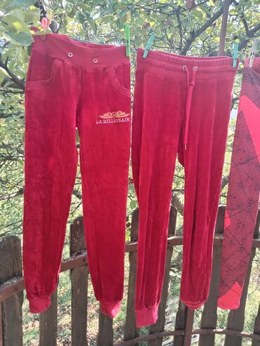 Trousers: Abercrombie Fitch, S (EU 36), M (EU 38), color - Red