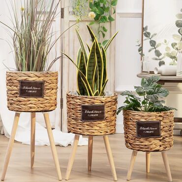 Горшки для растений: Набор из 3 соломенных кашпо для цветов☘️🌱🌸 стильное и экологичное at lalafo.kg — 2 Горшки для растений: Набор из 3 соломенных кашпо для цветов☘️🌱🌸 стильное и экологичное — 2