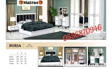 Yataq otağı dəstləri: İkinəfərlik çarpayı, Termo, Dolab, 2 tumba, Azərbaycan, Yeni — 8