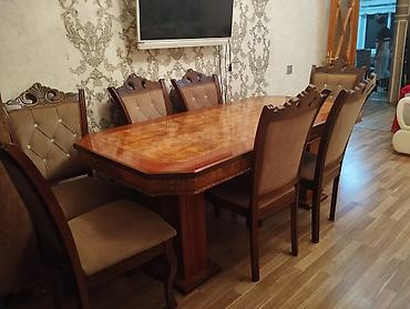 qabaq stolları: Qonaq otağı üçün, İşlənmiş, Açılmayan, Oval masa, 8 stul — 2