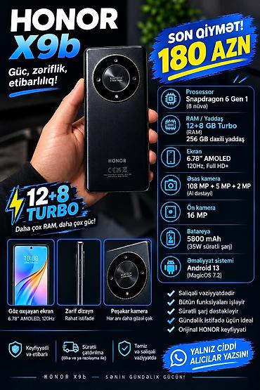 honor 6x: Honor X9b, 256 GB, rəng - Bej, Barmaq izi, İki sim kartlı, Face ID — 1