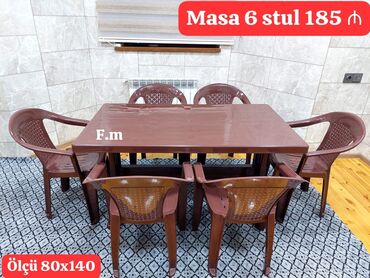 Mətbəx üçün, Açılmayan, Dördbucaq masa, 6 stul