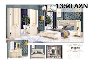 Yataq otağı dəstləri: İkinəfərlik çarpayı, Dolab, Termo, 2 tumba, Azərbaycan, Yeni — 14