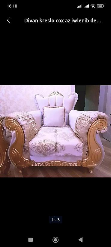 riyad mebel divanlar: İşlənmiş, Klassik divan, Divan, 2 kreslo, Bazasız, Açılmayan — 3