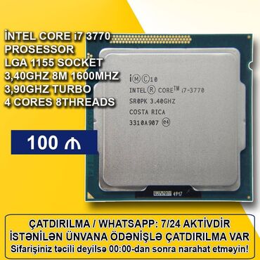Prosessorlar: Prosessor Intel Core i7 Core i7 3770, 3-4 GHz, 8 nüvə, İşlənmiş
