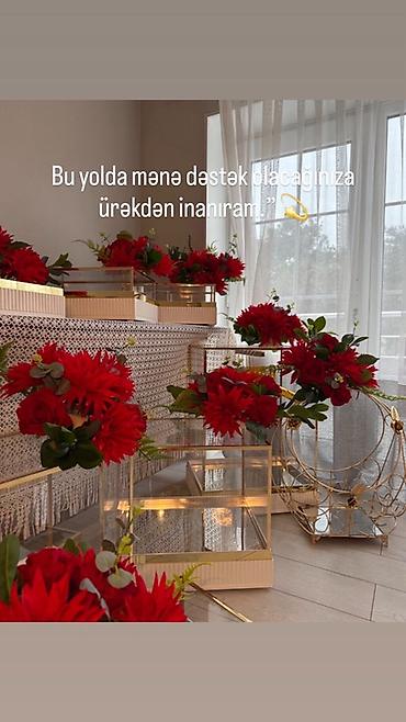 ad gunu ev bezemek: Xonça və nişan dəsti dekorasiyası - Şüşə vitrin tipli xonçalar — 1