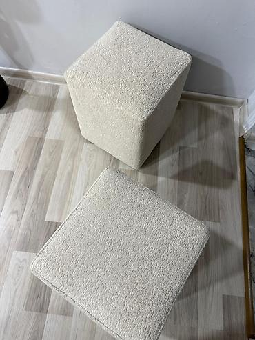 puf satış: Məhsul: Yumşaq bouclé parçalı puf/oturacaq kub - Forma: kvadrat/kub - — 3