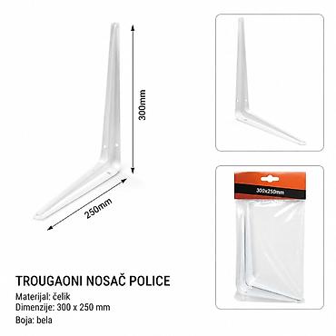 KMT Trougaoni nosač bela 9364582 Praktičan čelični nosač za police