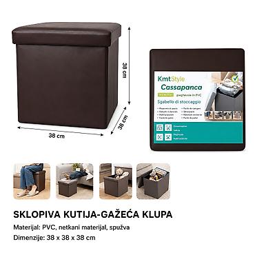 KMT Sjajna PVC stolica za skladištenje braon 2208863 - Brend: Kmt