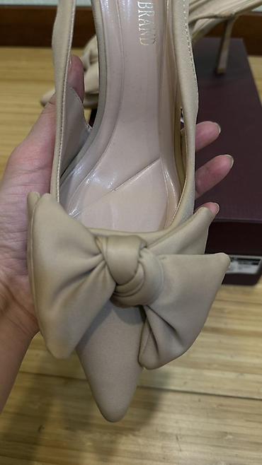 Tuflilər: Bej rəngli qadın ayaqqabısı – açıq dabanlı slingback model - Üst — 2