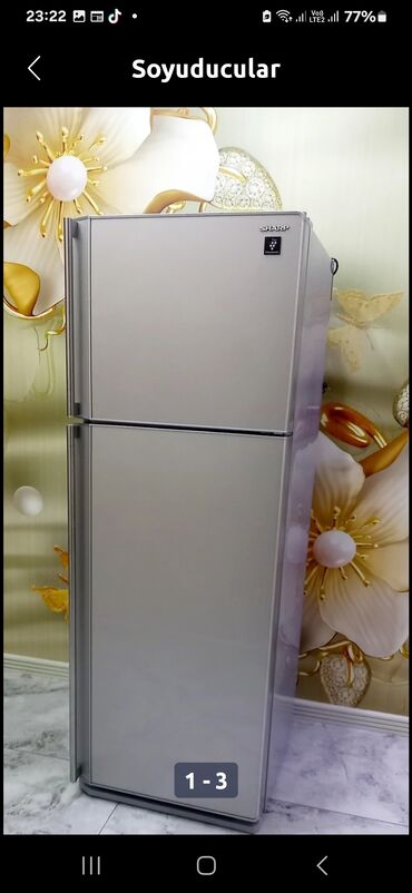 soyuducu alisi: Б/у Холодильник Sharp, No frost, Двухкамерный, цвет - Серый