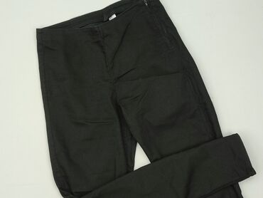czarne spodnie z wysokim stanem z dziurami: H&M Divided, Material trousers for women, size M (EU 38)