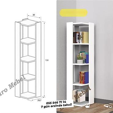 Künc kitab rəfi - Dizayn: Küncə yerləşən, dar və hündür konstruksiya; lalafo.az -da Künc kitab rəfi - Dizayn: Küncə yerləşən, dar və hündür konstruksiya;