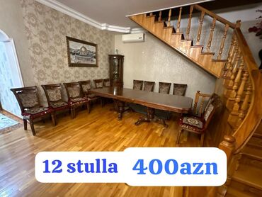 Masa və oturacaq dəstləri: Qonaq otağı üçün, İşlənmiş, Açılan, Dördbucaq masa, 12 stul