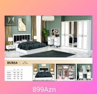 Yataq otağı dəstləri: 2 təknəfərlik çarpayı, Tumba, Dolab, 2 tumba, Azərbaycan, Yeni — 17