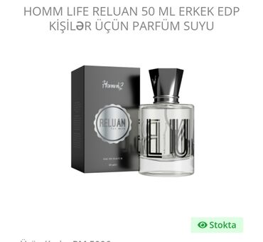 Парфюмерия: Homm Life Reluan EDP – Kişilər üçün 50 ml parfüm suyu. - Növ: Eau de