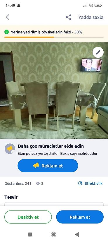 saatlar type 1: Yemək dəsti – masa və 6 ədəd stul - Klassik üslubda, neytral açıq-bej — 1