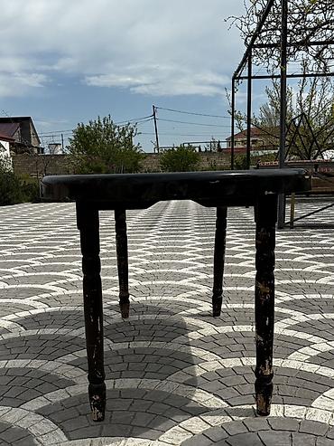 odun taxta: Oval formalı ağac naxışlı masa - Material: Üst hissə ağac — 6