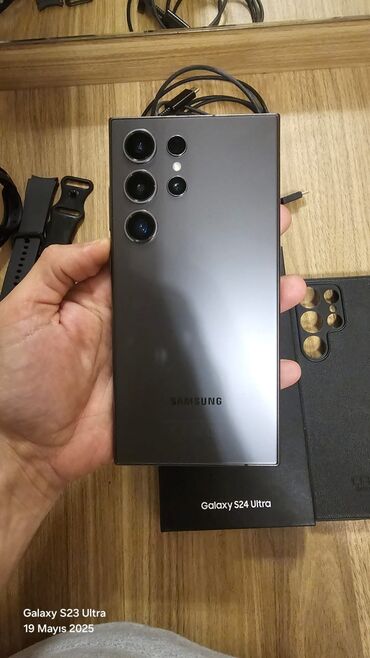 Samsung: Samsung Galaxy S24 Ultra, 256 GB, rəng - Qara, Zəmanət, Sensor, Barmaq izi