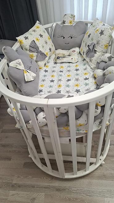 chicco beşik: Oval formalı beşik seti - Material: ağ rəngli taxta karkas — 3