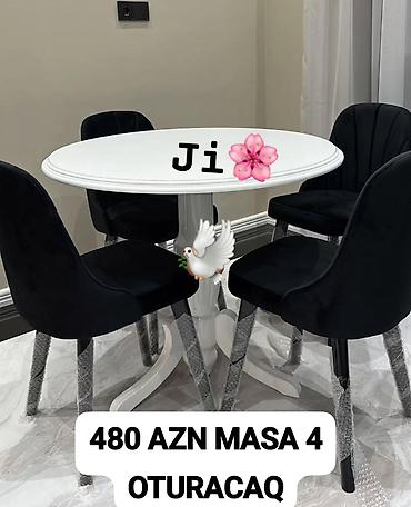 Mətbəx üçün, Yeni, Açılmayan, Yumru masa, 4 stul