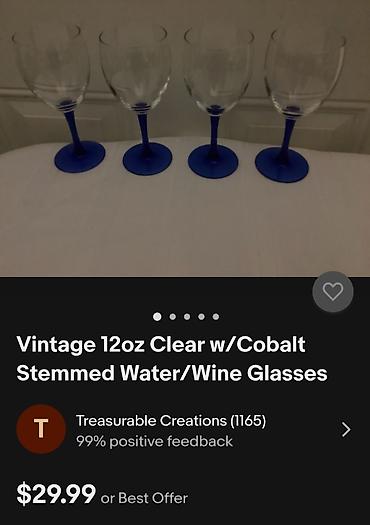 Čaše: Case nove,vintaz holandske za vino. Case staklo,kobaltno staklo,sve — 4