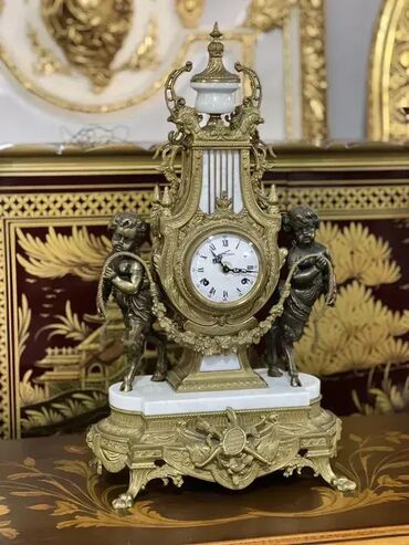 Satovi za kuću: Kaminski sat sa svećnjacima (anđeli) ⏰🕯️👼 Mehanizam: Odlično stanje — 6