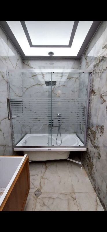 Duş kabinaları, arakəsmələr: Yeni Üstü açıq kabina, Künc üçün, Pulsuz çatdırılma — 6